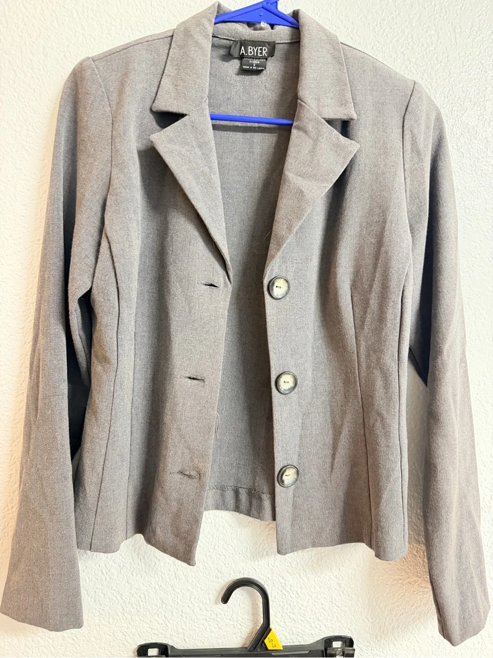 A. Byer Gray Two-Piece Skirt Suit - Tailored Blazer & Pencil Skirt (stretchy)